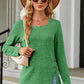 Slit Decorative Button Square Neck T-Shirt