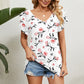 V-Neck Short Sleeve Blouse