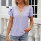 Eyelet V-Neck Petal Sleeve T-Shirt