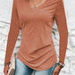 Heathered V-Neck Long Sleeve T-Shirt