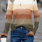 Decorative Button Contrast Round Neck Long Sleeve T-Shirt