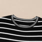 Striped Round Neck Cap Sleeve Knit Top