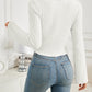 Ribbed Drawstring Long Sleeve T-Shirt