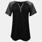 Contrast Notched Short Sleeve T-Shirt