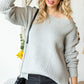 Side Slit Boat Neck Long Sleeve Sweater