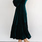 V-Neck Long Sleeve Midi Velvet Dress