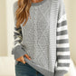 Striped Round Neck Dropped Shoulder Sweater