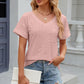 Eyelet V-Neck Short Sleeve T-Shirt