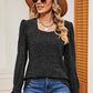 Square Neck Flounce Sleeve T-Shirt