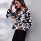 Printed V-Neck Long Sleeve Blouse