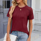 Openwork Round Neck Short Sleeve T-Shirt