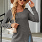 Slit Decorative Button Square Neck T-Shirt