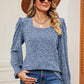 Square Neck Flounce Sleeve T-Shirt