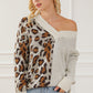 Leopard V Neck Drop Shoulder Sweater