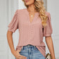 Eyelet Notched Short Sleeve T-Shirt