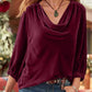 Cowl Neck Three-Quarter Sleeve Top