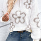 Flower Half Zip Dropped Shoulder Sweater - Michelle Francisco
