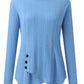 Decorative Button Round Neck Long Sleeve Top