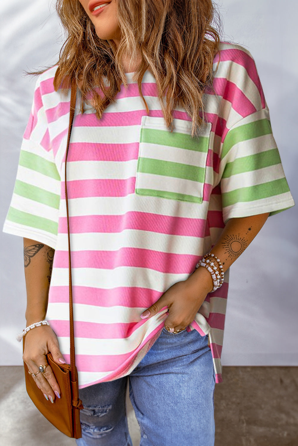 Striped Round Neck Half Sleeve T-Shirt