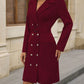 Double-Breasted Lapel Collar Long Sleeve Dress