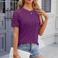 Openwork Round Neck Short Sleeve T-Shirt