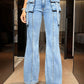 Mid Rise Straight Jeans with Cargo Pockets