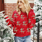 Reindeer Round Neck Long Sleeve Sweater