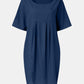 Full Size Round Neck Half Sleeve Dress with Pockets