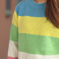 Color Block Round Neck Long Sleeve Sweater