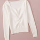 Ruched Sweetheart Neck Long Sleeve Sweater