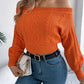 Cable Knit Off-Shoulder Long Sleeve Sweater