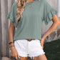 Ruffled Round Neck Short Sleeve Top