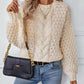 Cable-Knit Round Neck Long Sleeve Sweater
