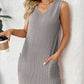 Texture Pocketed V-Neck Tank Dress