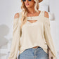Cutout Square Neck Cold Shoulder T-Shirt