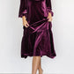 V-Neck Long Sleeve Midi Velvet Dress