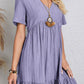 Full Size Ruched V-Neck Short Sleeve Dress