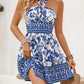 Cutout Printed Halter Neck Mini Dress