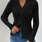 Twist Front Ribbed Long Sleeve Sweater