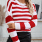 Striped Round Neck Long Sleeve Sweater