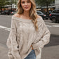 Cable Knit Openwork Off-Shoulder Sweater