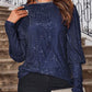 Sequin Boat Neck Long Sleeve Top