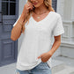 Eyelet V-Neck Short Sleeve T-Shirt