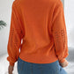 Openwork Round Neck Long Sleeve Sweater