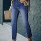 High Waist Raw Hem Skinny Jeans