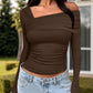 Ruched One Shoulder Long Sleeve T-Shirt