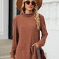 Slit Mock Neck Long Sleeve T-Shirt