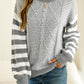 Striped Round Neck Dropped Shoulder Sweater