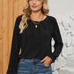 Ruched Round Neck Flounce Sleeve T-Shirt
