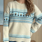 Contrast Round Neck Dropped Shoulder Sweater